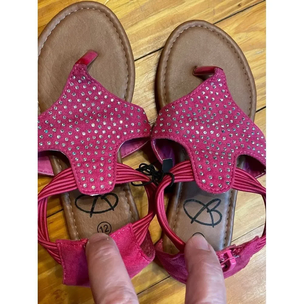 Bobbie Brooks Thonged‎ Rhinestone Sandals Size Youth 12